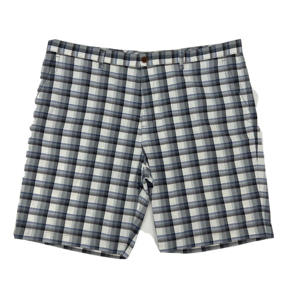 Tommy Bahama Shorts Mens 42 White Gray Plaid Golf‎ Chino Nylon